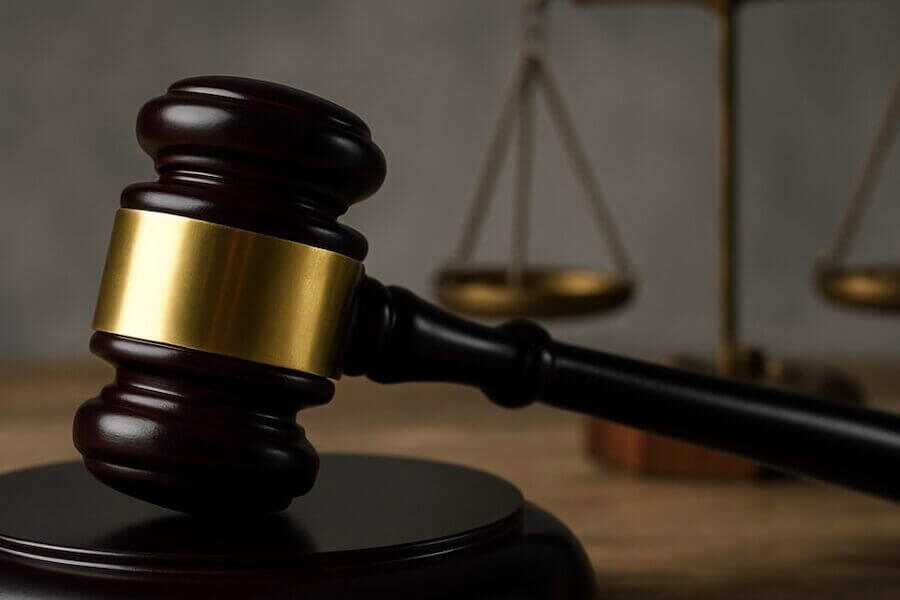 A judge's gavel rests on a wooden bench, symbolizing legal scrutiny and potential investigation.