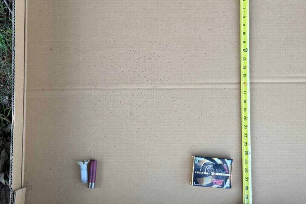 shotgun pattern on cardboard at 30 yards