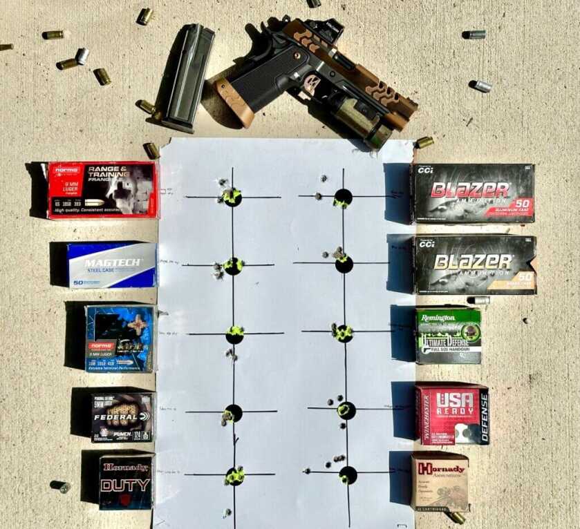 Accuracy test results of the Kimber 2K11 Target (OR).
