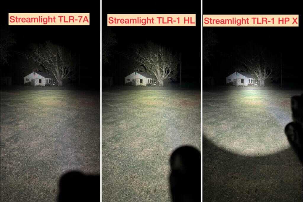 TLR-1 HP-X beam on building at 45 yards during night test