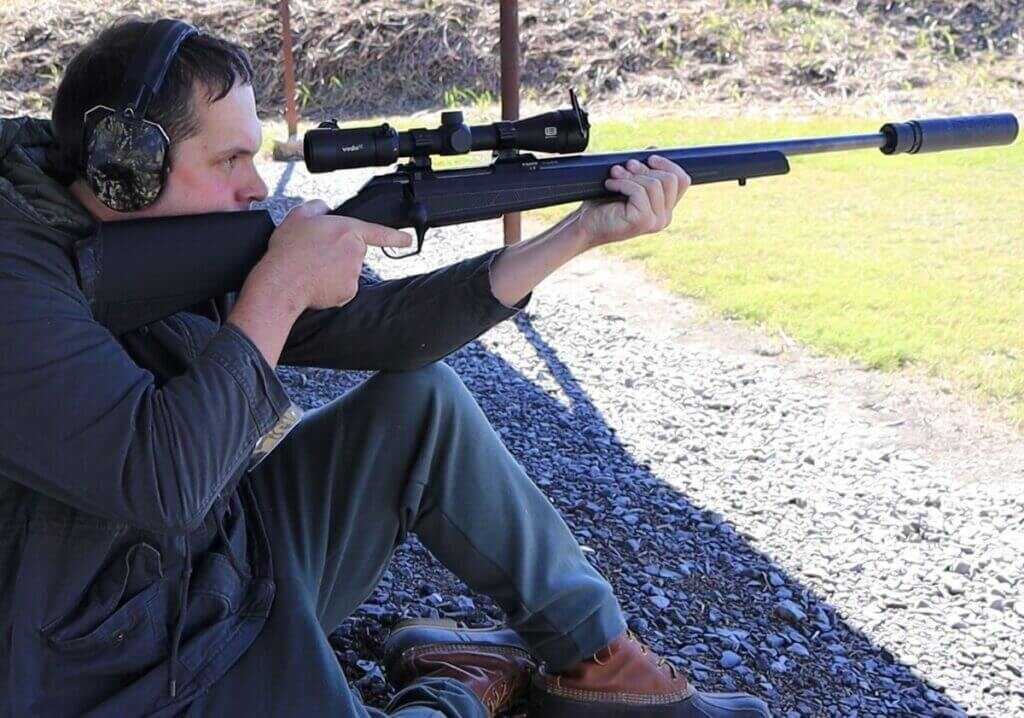 CZ 600+ Alpha offhand shooting at 200 yard steel plate