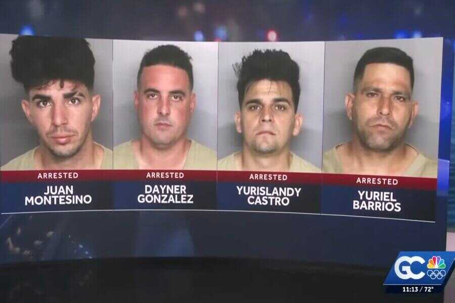 Four men were arrested after hunting on private land. Two were reported to Ice.