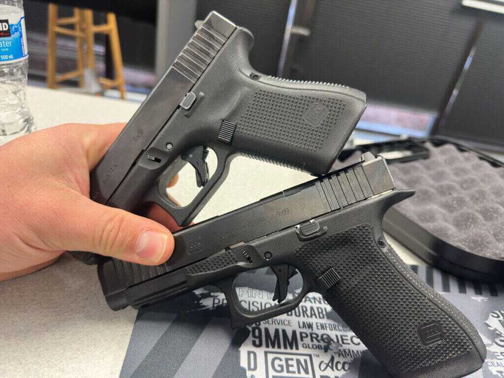 Glock Gen 6 frame vs Gen 5 showing beavertail slide stop fence undercut and higher texture