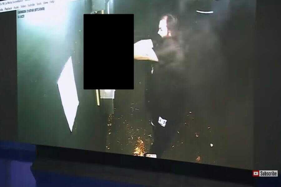 Jason Steiner shown here firing back at the armed robbers.