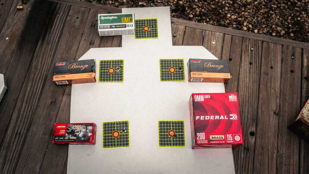 Taurus TX9 accuracy test at 12 yards from rest with dot sight