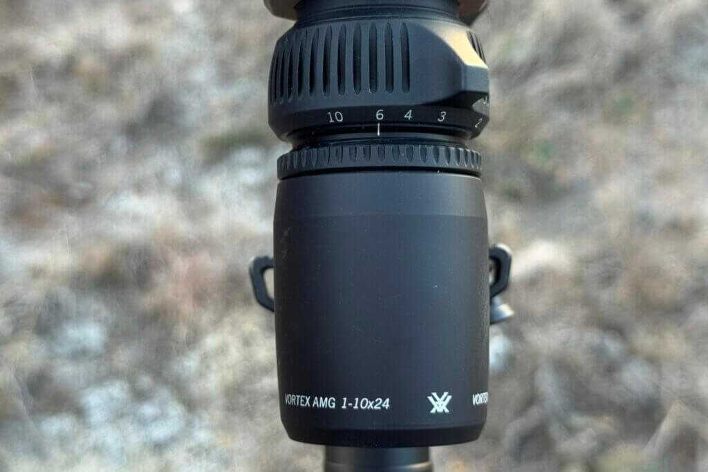 Locking fast-focus diopter ring on the Vortex AMG 1-10x24 to secure ocular focus