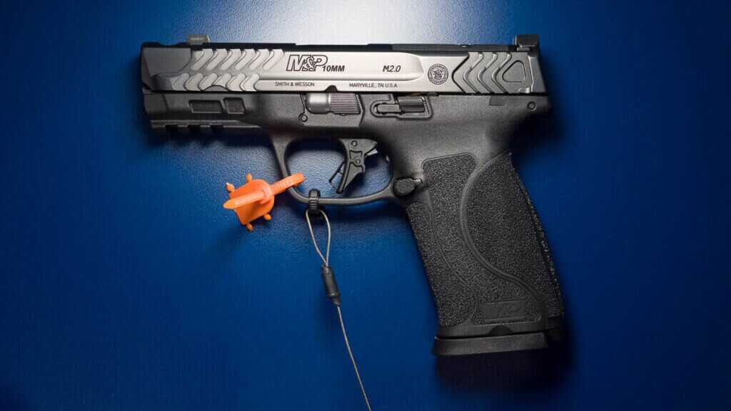 The whole gun left side up.