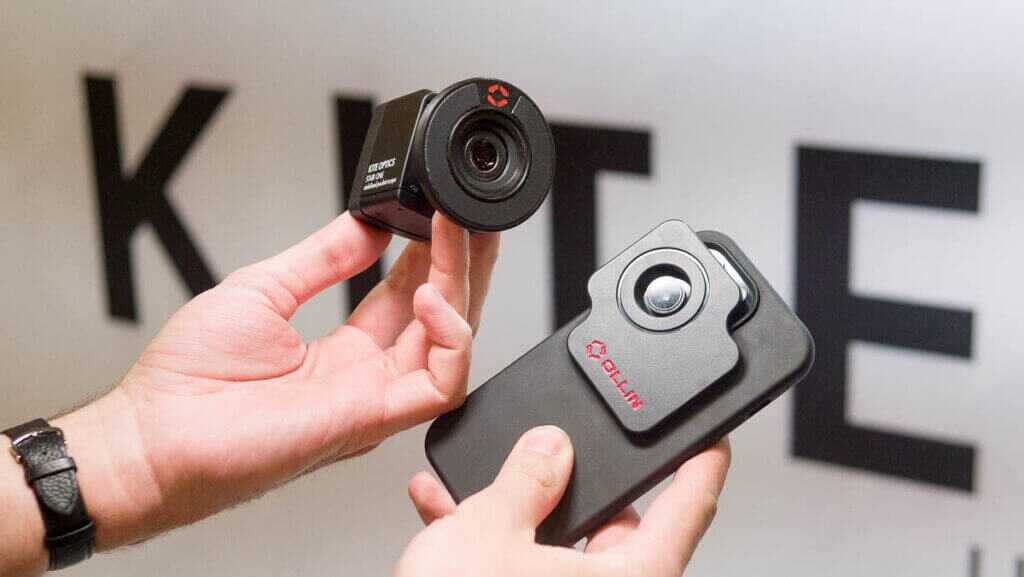 view of the Ollin phone case made to hold the monocular.