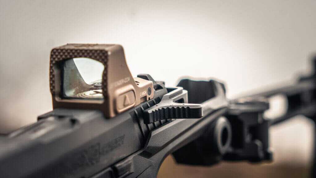 Ambidextrous charging handle installed on Taurus GX4 Strike Bravo rear slide for better grip and speed