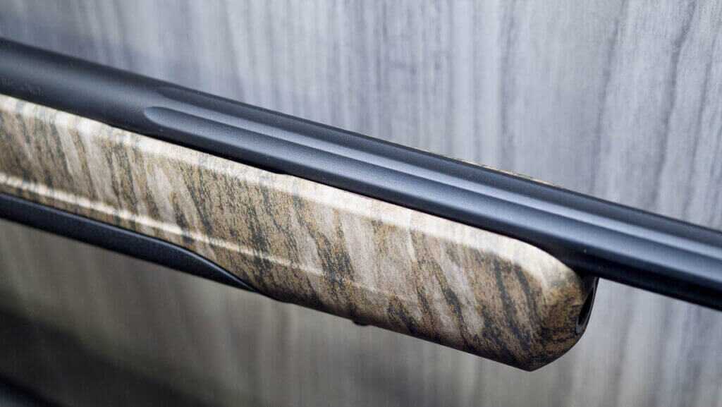 close up view of the forend in camo.
