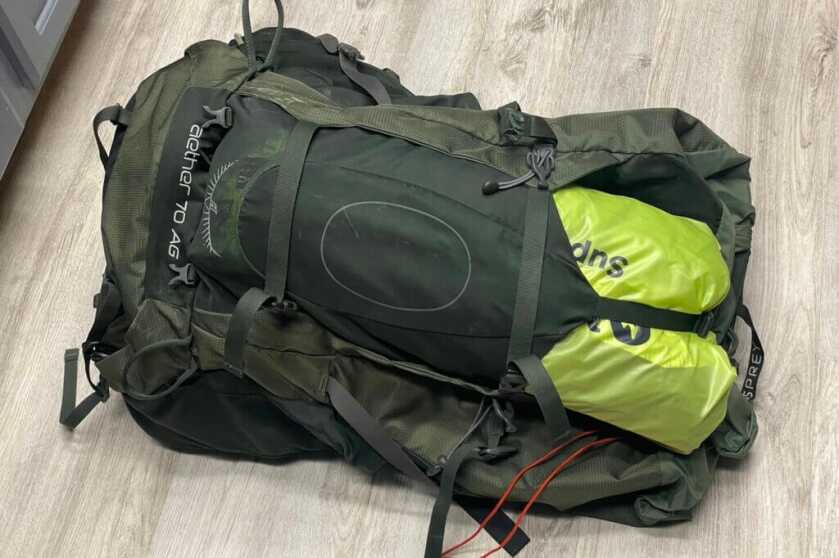 2 - Hunt365 - Ultralight Marmot Superalloy 3-Person Tent Review Tent packed up nicely in a Osprey Aether 70 AG backpack