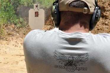 The gun is accurate enough to make fast, reliable hits on the center plate on this torso.