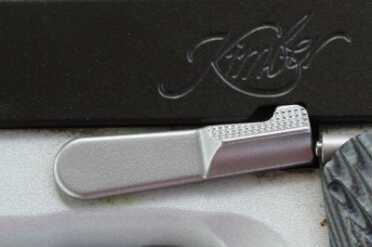 The slide drop is stiff, almost too stiff to drop without shifting your grip. But there's always the slide, which is easier to use anyhow.