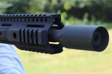 Because I hold close to the muzzle, I've put on a shroud that redirects sound and keeps the gasses off my hand.