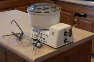The Little Dutch Maid mixer is an old product that has been produced for a generation. It is made by the Amish, and is popular not just in the off grid market, but also by fans of the local fair cookoff. 
