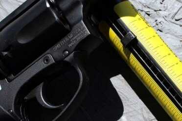 Smith & Wesson M&P .38 Hammerless Revolver w/Crimson Trace The DAO trigger pull is heavy, but you'd never know it. It is very easy to manage.