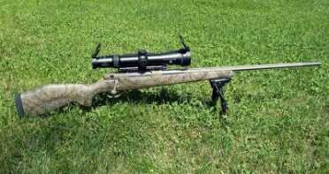 The stock and receiver/barrel assembly are securely mated with two hefty screws and aluminum alloy bedding plates.