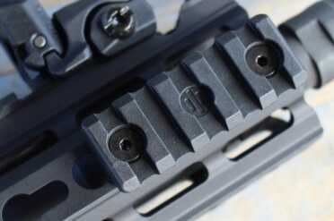 The key-mod forend allows for placement of extras, though it will only fit in the case in this configuration.