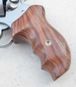 The custom wood grips have been sized to roughly fit my hands.