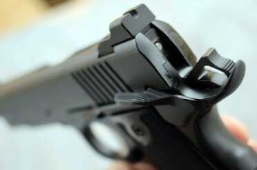 The flat black of the sight is a favorite of many shooters who like more accuracy than the typical 3-dot sights provide.