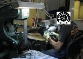 One of the things that will surprise you at Taurus is how much work is done by hand. This guy polishes the frames.