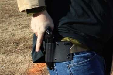 2A Holster and Mag Carrier--Review Nothing to inhibit a solid grip.