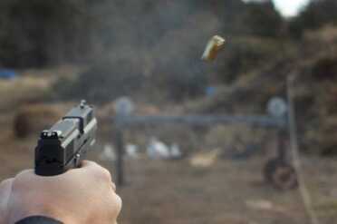 And the plate falls. The accuracy is solid, and defensive shooting is fast and reliable.