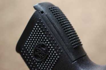 the interchangeable backstraps are easy to install.