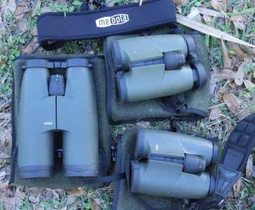 The two pairs of 10x42 Meopta Meostars on the right have been a part of my adventures for about a year now. On the left is the monster new 15x56. The difference between them is about the same as the size difference between them.  Because while the 10x42HDs are brighter, clearer and more comfortable to glass through for long stretches, the 15x56HDs are closer, even brighter, and the HD view, edge to edge, is something to behold. I want em!