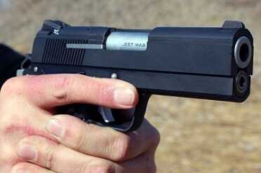 From this angle, the gun looks larger than it is. And it feels much larger when you pull the trigger.