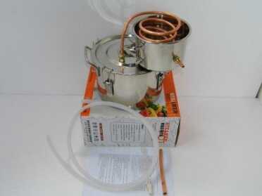 This is the coil type of still, and this one is currently about $80 on Ebay, without the pump. Note that it has a send and return as well, but you could technically just keep changing the water. I don't like this design of one pot on the other though. You are heating the water that needs to be cooler. 