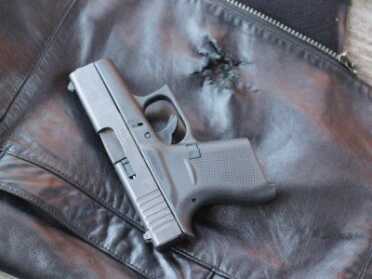 The GLOCK 43 was good for one shot. We expected it to jam in the lining of the coats, but it locked up when it couldn't clear the spent case.