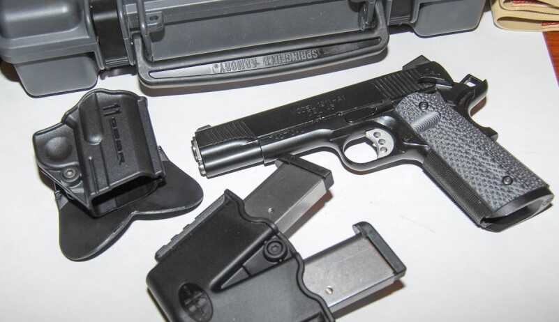 Gun Review: Springfield Armory 1911 TRP The Springfield Armory TRP comes with a hard case, holster, mag carrier and a couple of magazines.
