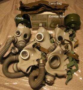 Childrens masks are not hard to come by, but you have to be more careful with the sizes on the Russian masks. These are the original PDF-D masks in size 1 to 6. As you can see, they vary greatly. 