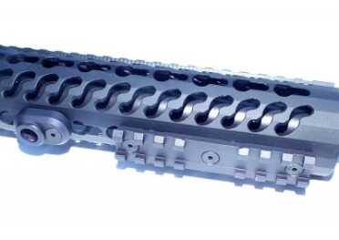 The Keymod float tube forend comes with a section of rail and a swivel attachment point.