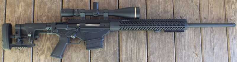 Everything you need and nothing you don’t a full length 20 MOA rail, adjustable stock, AR 15 grip and front tube, and remarkable accuracy.