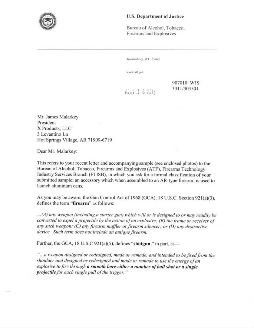 Exclusive Interview: ATF Bans Can Cannon can cannon ATF letter 3