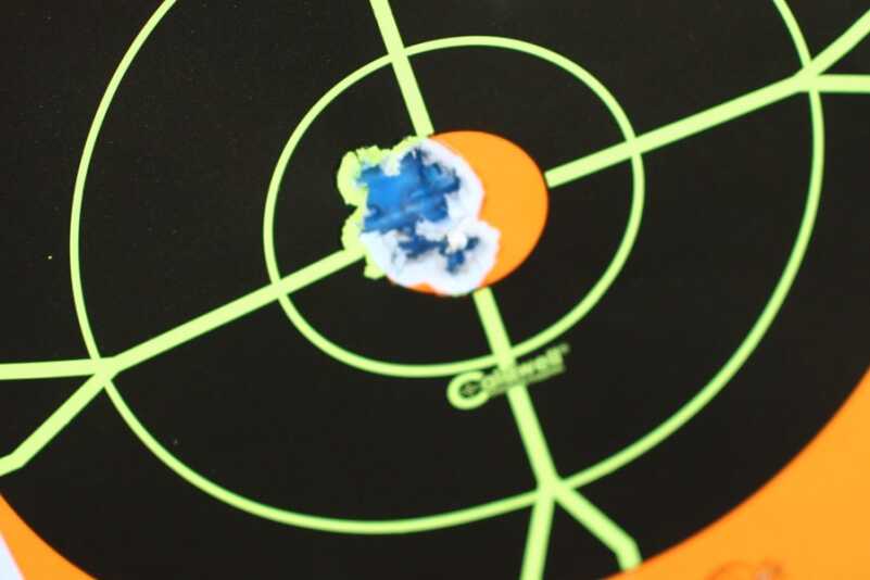 Henry Frontier Carbine Evil Roy Edition There are more than 30 rounds in this hole. This is from the bench at 50 yards.