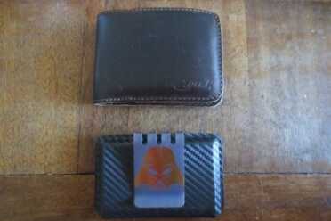 EDC Wallet Showdown: Saddleback Leather vs. Hell-Bent Kydex Saddleback leather on the top, Hell-Bent Kydex on the bottom.