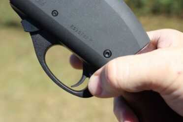 The safety is easy to engage with the thumb.