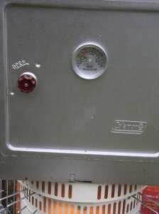 My first experiment was to try my little Coleman camp oven with the larger heater. It maintained a temp of 275-300 degrees. 