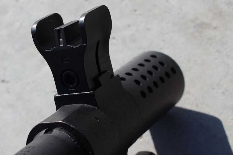 The front sight, though wide, has an insert that helps with fine tuned accuracy. 