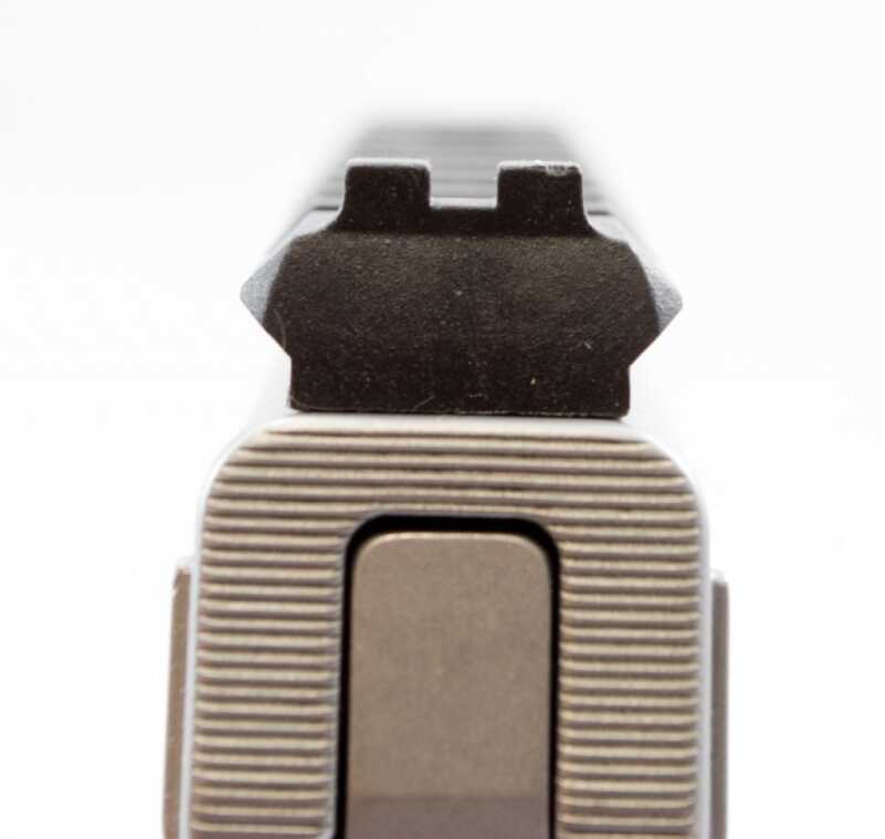 The Picatinny rail has a rear sight notch without the fiber optic tubes.