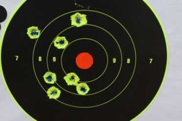 Seven single shots from the holster.