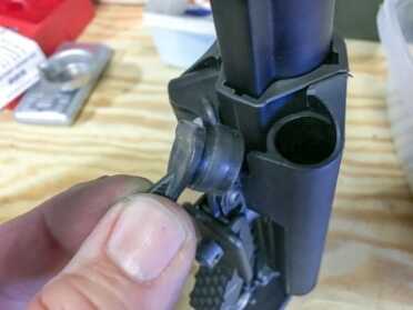 Review: Smith & Wesson M&P 15-22 Performance Center Rifle The VLTOR stock includes two sealed compartments for spare batteries, parts or maybe a small snack.