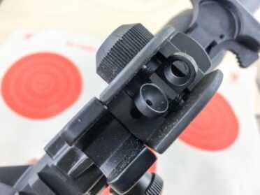 Review: Smith & Wesson M&P 15-22 Performance Center Rifle The rear sight includes both large and small apertures for speed and precision respectively.