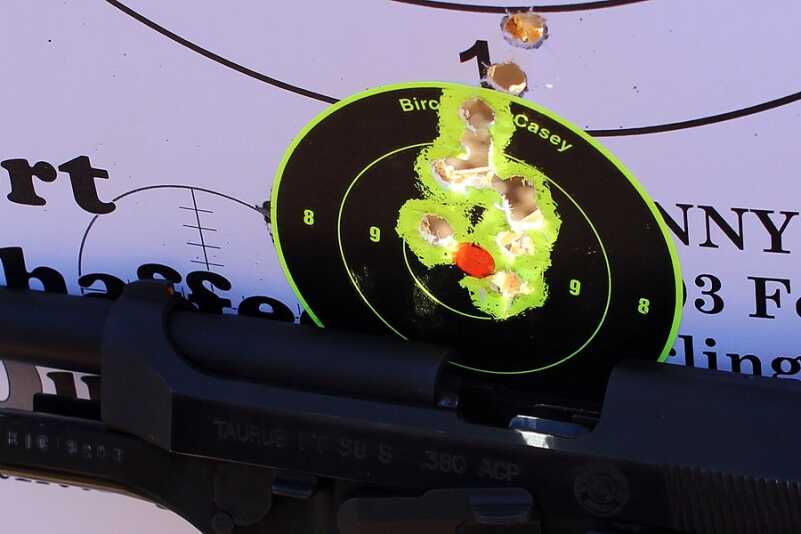 The PT58 is so much easier to shoot than the typical mouse gun.  This is a full mag from 10 yards.