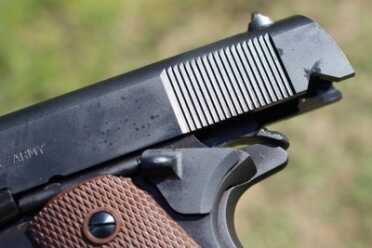 Thumb safety with the slide back. 