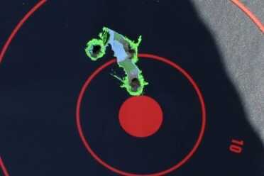 The .30-30 from 50 yards.