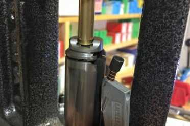 This Lyman Crusher II single-stage press has a priming arm that places a fresh primer under the cartridge case on the down stroke.